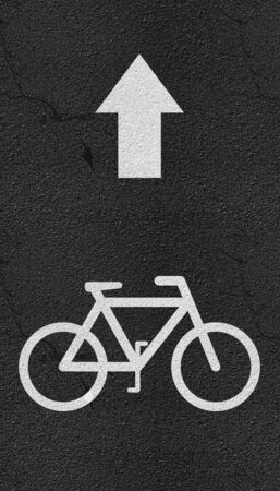 bicycle sign path on the road and lines of trafficの写真素材