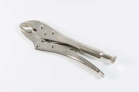 Locking pliers isolate on over white backgroundの写真素材