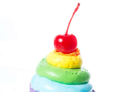 Velvet cupcakes isolate on over white backgroundの写真素材