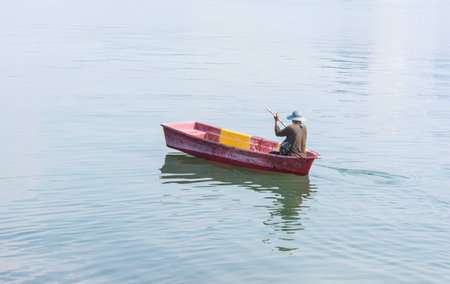 Traditional boat at fisherman village of Thailandの写真素材