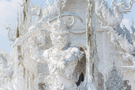 Giant Wat Rong Khun or White temple At Chiangrai, Thailandの写真素材