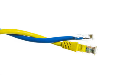 Network cable with RJ45 isolate on over white background