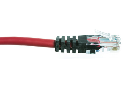 Network cable with RJ45 isolate on over white background