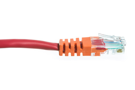 Network cable with RJ45 isolate on over white background
