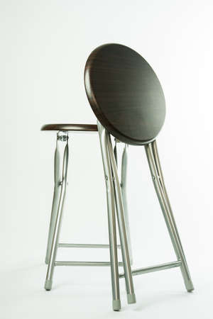 wooden folding chair isolated on over white backgroundの写真素材