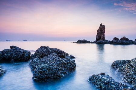 beautiful sunset in the sea and rageの写真素材