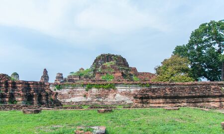 Travel old temple in ayutthaya of Thailandの写真素材