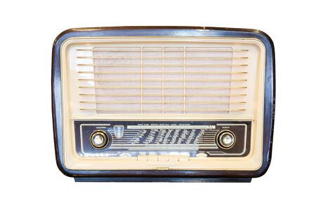 Old radio receiver of the last century isolate on over white backgroundの写真素材