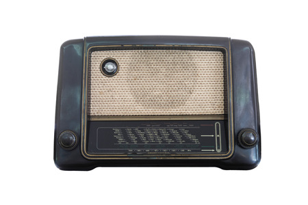 Old radio receiver of the last century isolate on over white backgroundの写真素材