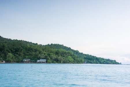 Old house on stilts over the sea at Thailandの写真素材