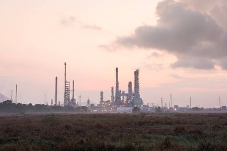Oil refinery power station at sunshine at Chonburi of Thailandの写真素材