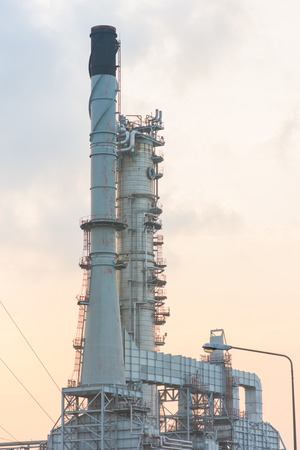 Oil refinery power station at sunshine at Chonburi of Thailandの写真素材
