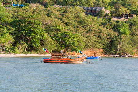 colorful fishing boat in the sea of Thailandの写真素材