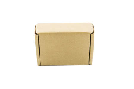 Cardboard brown box isolate on over white backgroundの写真素材