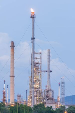 Light of petrochemical industry power station on sunset of Thailandのeditorial素材