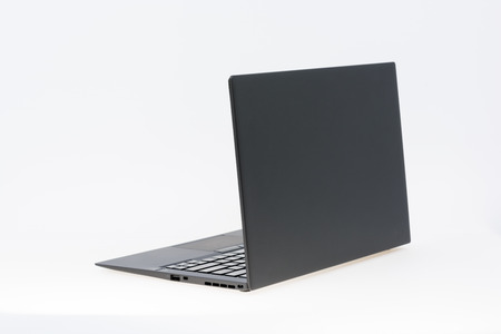 Black laptop isolate on over white backgroundの写真素材