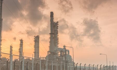 Oil refinery power station at sunshine at Chonburi of Thailandの写真素材