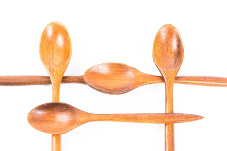 Wooden Spoon Isolated on over white backgroundの写真素材