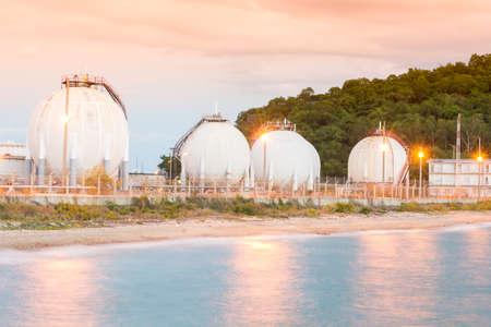 LPG gas industrial storage sphere tanks at asia Thailandのeditorial素材