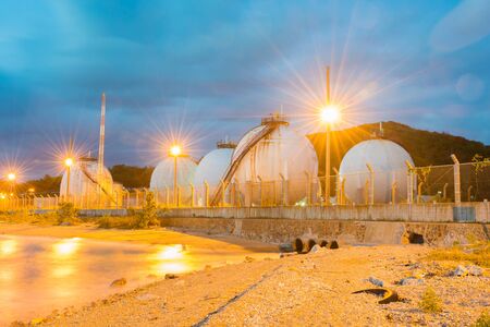 LPG gas industrial storage sphere tanks at asia Thailandのeditorial素材