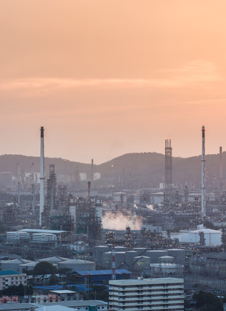 Light of petrochemical industry power station on sunset of Thailandのeditorial素材