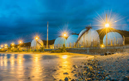 LPG gas industrial storage sphere tanks at asia Thailandのeditorial素材