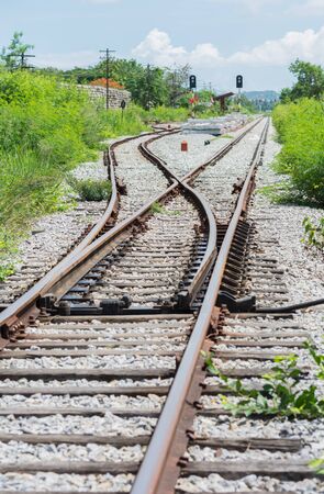 Railway track, railroad junction traffic of Thailandの写真素材