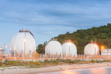 LPG gas industrial storage sphere tanks at asia Thailandのeditorial素材