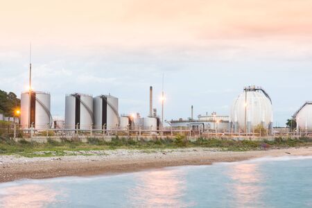 LPG gas industrial storage sphere tanks at asia Thailandのeditorial素材