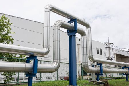Industrial pipelines in power station facility asia of Thailandの写真素材