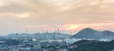 Light of petrochemical industry power station on sunset of Thailandの写真素材