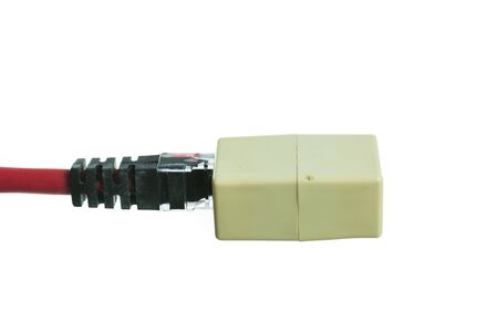 Network cable with RJ45 isolate on over white backgroundの写真素材