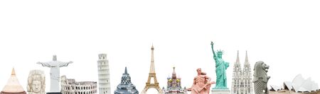 Famous monuments of the world and the travel holidays on white backgroundの写真素材