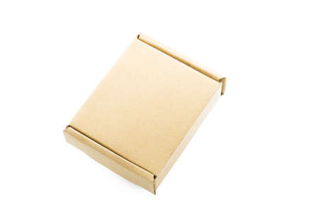 Cardboard brown box isolate on over white backgroundの写真素材