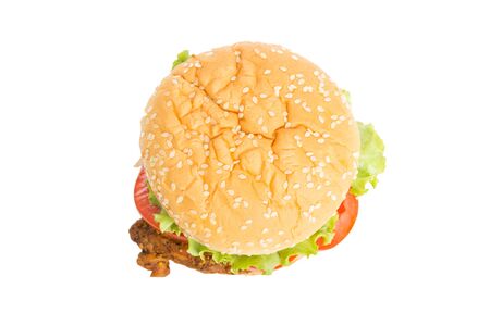 Classic Big hamburger isolate on over white backgroundの写真素材