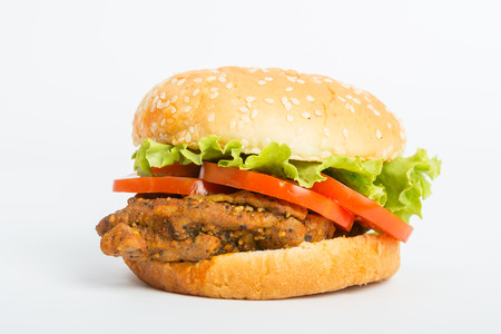 Classic Big hamburger isolate on over white backgroundの写真素材