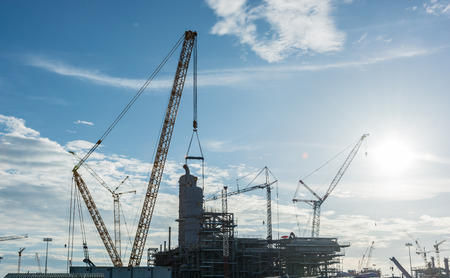Construction Industry oil rig refinery working site, asia in Thailandの写真素材