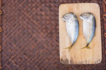 Mackerel and fresh vegetables ingredients for cooking Steamed mackerel chili pasteの写真素材