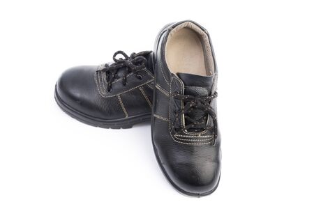 Black Safety Shoe Isolated on Over White Backgroundの写真素材
