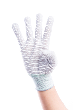 Show Hands four finger with cotton isolate on white backgroundの写真素材