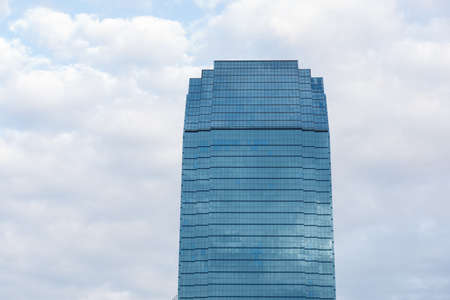 Modern glass silhouettes skyscraper against sky, square windows illustrationのeditorial素材