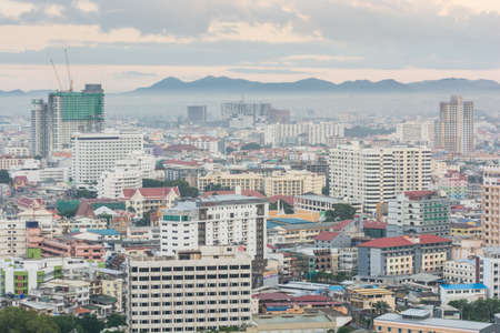 Building and skyscrapers in twilight sunrise time in Pattaya,Thailand.の写真素材