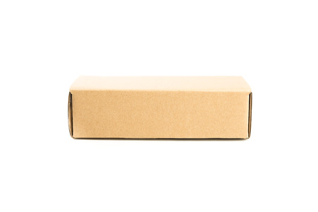 Cardboard Box isolated on Over White backgroundの写真素材