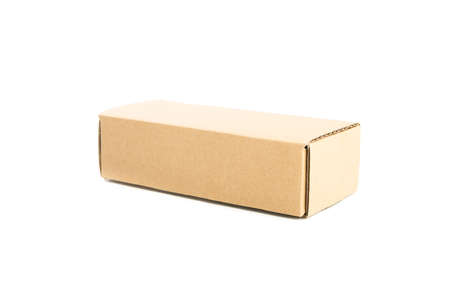 Cardboard Box isolated on Over White backgroundの写真素材