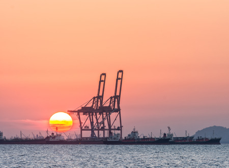 Oil tanker, Gas tanker and Crane Container Shipの写真素材