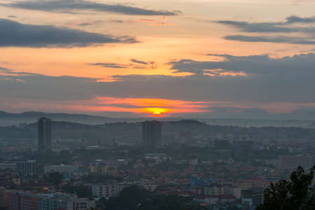 Building and skyscrapers in twilight sunrise time in Pattaya,Thailand.の写真素材