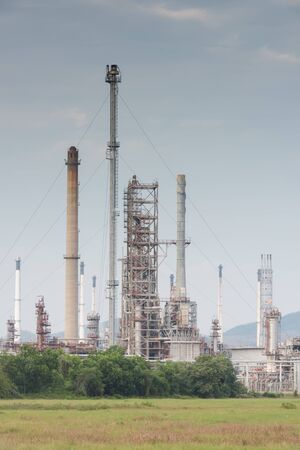 oil refinery plant power station and blue skyの写真素材