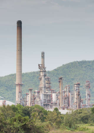 oil refinery plant power station and blue skyの写真素材