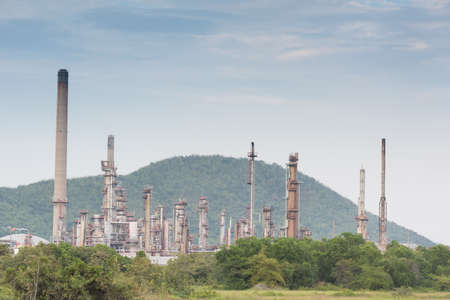 oil refinery plant power station and blue skyの写真素材