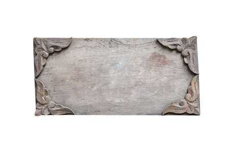 close up empty old wooden sign isolate on white backgroundの写真素材